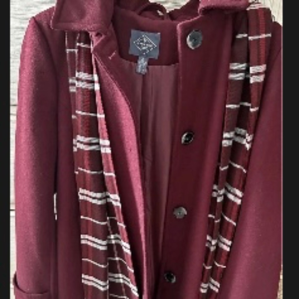 St John's Bay Pea Coat with Removable Hood and Scarf